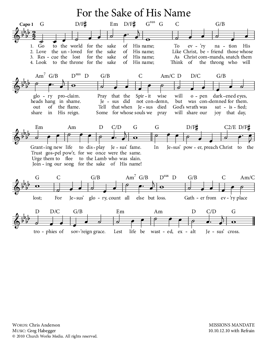 For The Sake Of His Name Doxology App