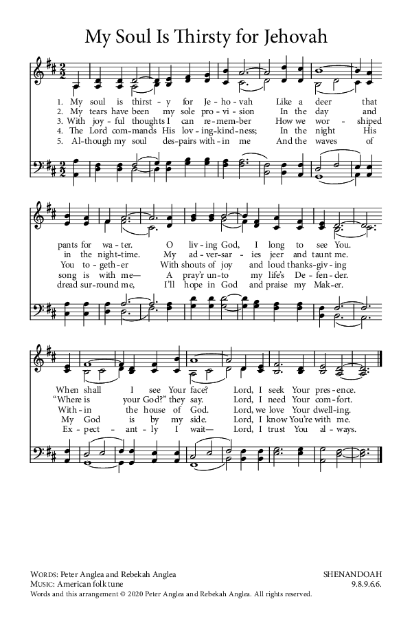 My Soul Is Thirsty for Jehovah — Doxology.app